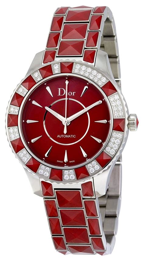 Dior Christal Automatic Red Dial Diamond Red 